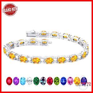 Sterling Silver Tennis Bracelet with Citrine Birthstone, 6.5 Inch